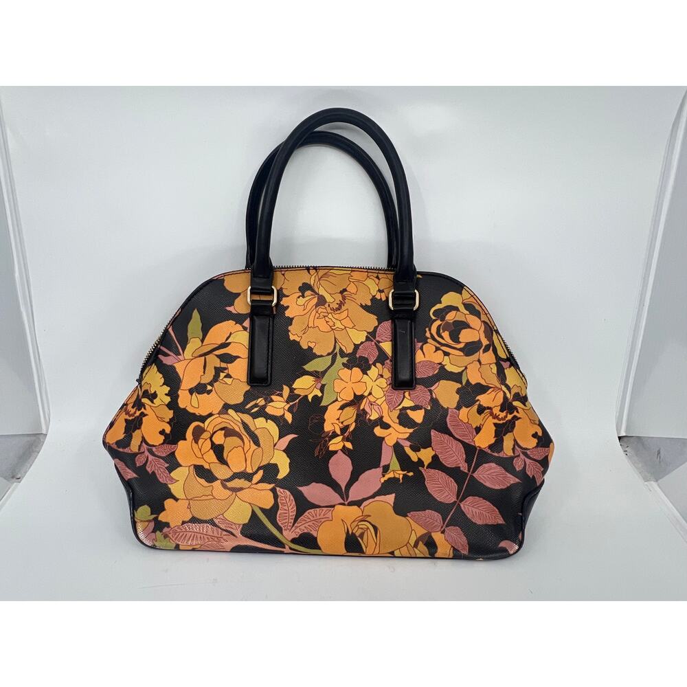 A New Day Multicolor Fall Orange and Black Floral Pattern Multi Section Purse